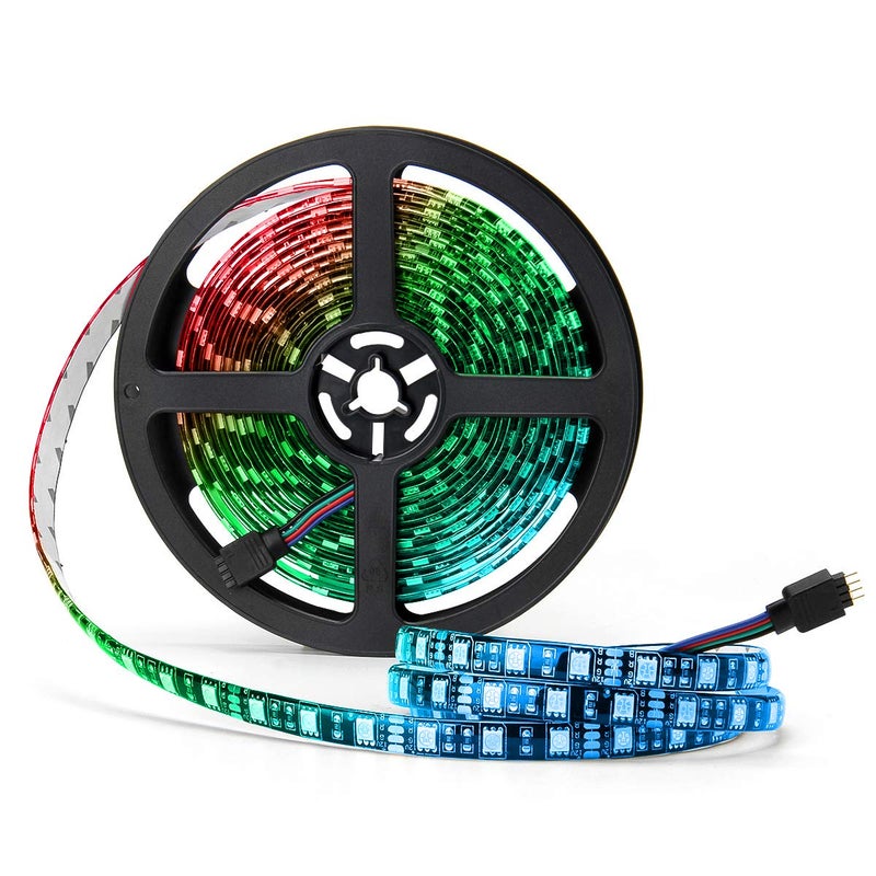SUPERNIGHT LED Strip Lights, 16.4FT 5M SMD 5050 Waterproof 300LEDs RGB Color Changing Flexible LED Light Strip for Bedroom, TV Back Lighting, Christmas, Valentine's Day (Black PCB) - Image 1